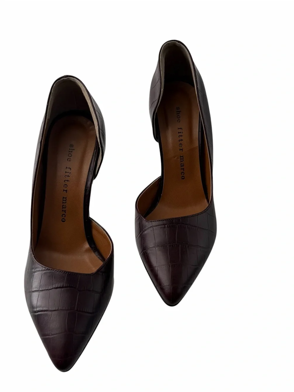 Croc-Textured Burgundy High Heel Feminine Classic 3.5” Pump for Women Size 7.5